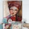 Designart - Portrait of Young Afro American Woman I - Modern Print on Natural Pine Wood